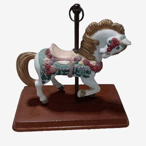 Handcrafted Carousel Horse on a wooden base